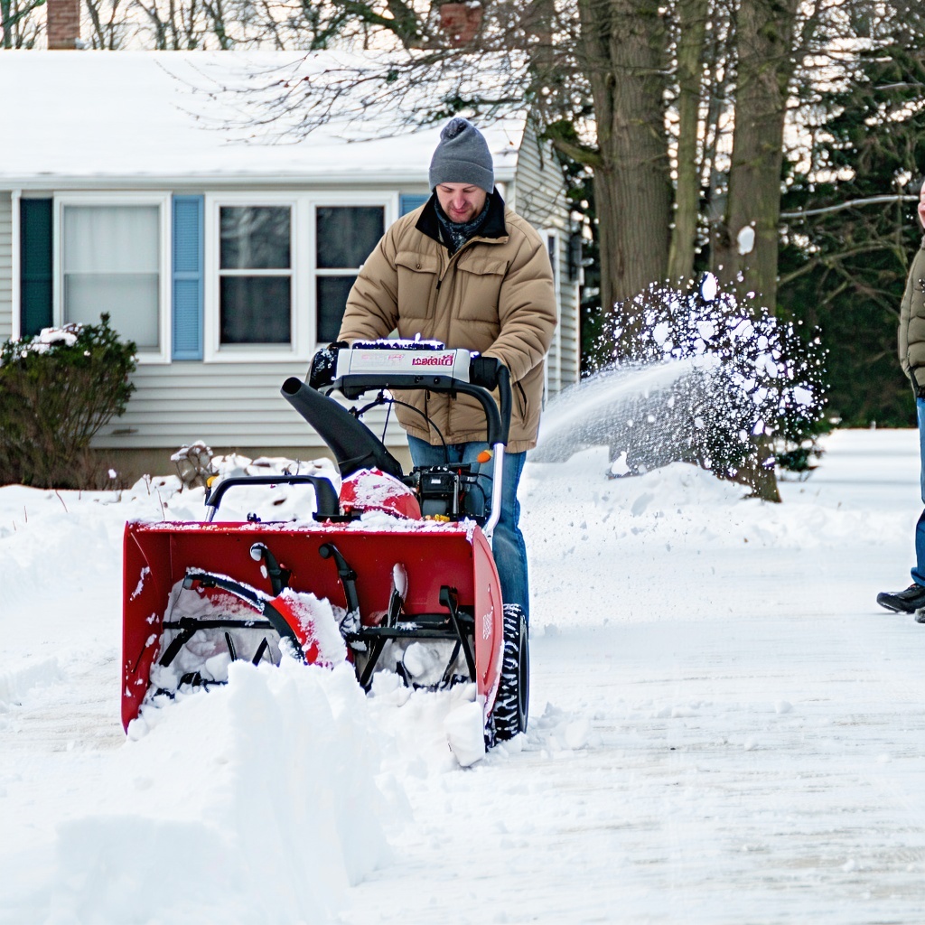 snow clearing with snow blower